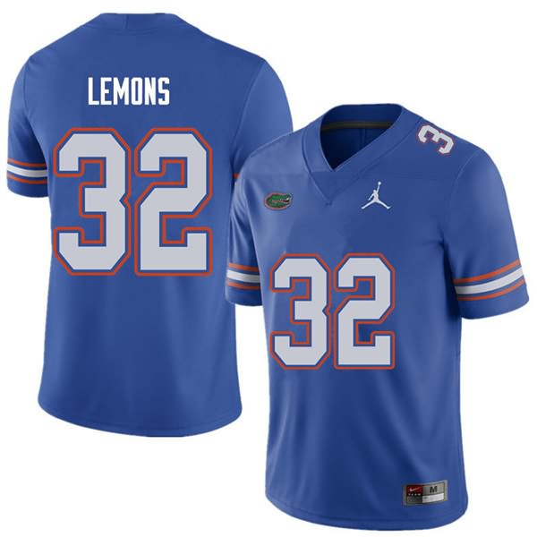 NCAA Florida Gators Adarius Lemons Men's #32 Jordan Brand Royal Stitched Authentic College Football Jersey JTK2864SW